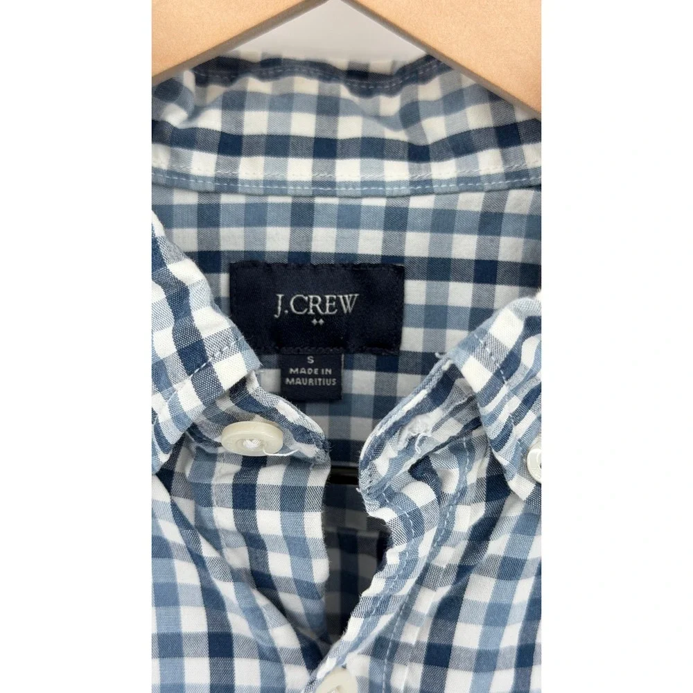 J.Crew Button Down Shirt S Gingham Blue White Preppy Classic Business Casual